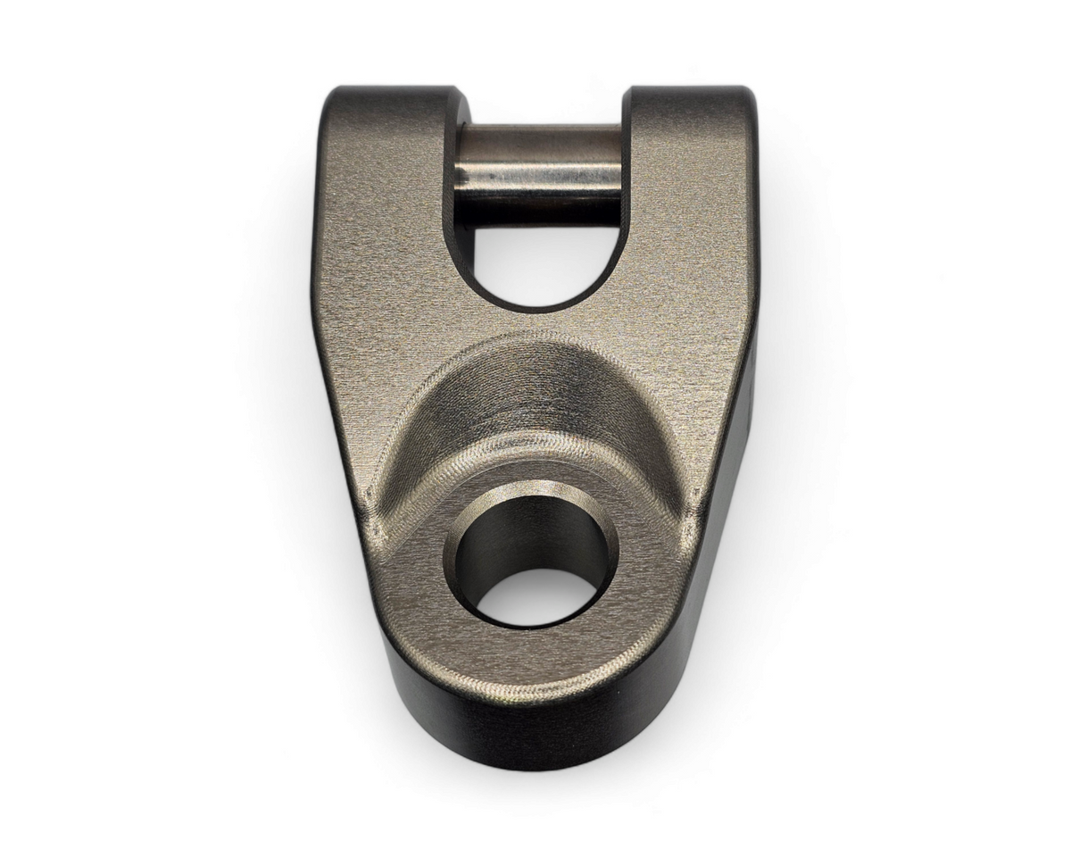 Stainless steel pin and clip detail on EOD winch hook, gunmetal