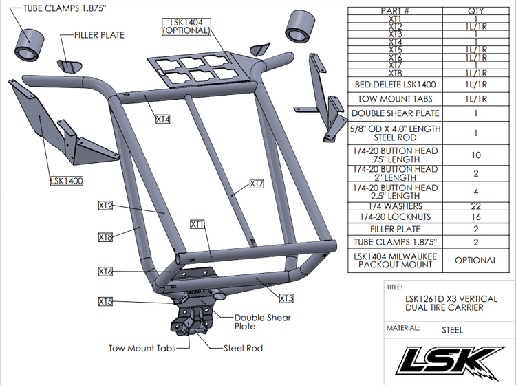 X3 Dual Spare Tire Carrier Kit