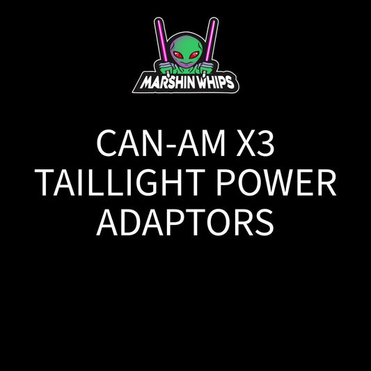 Advertisement for Marshin Whips CAN-AM X3 taillight power adaptors on a black background.