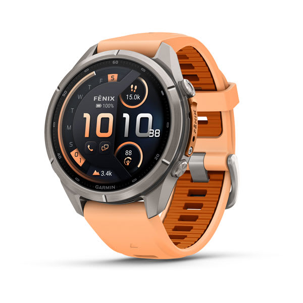 fēnix® 9 Pro – inReach®, 43 mm Titanium with Shell Pink/Autumn Orange Silicone Band