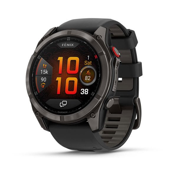 fēnix® 8 Pro – 51 mm, AMOLED, Sapphire, Carbon Gray DLC Titanium with Black/Pebble Gray Silicone Band