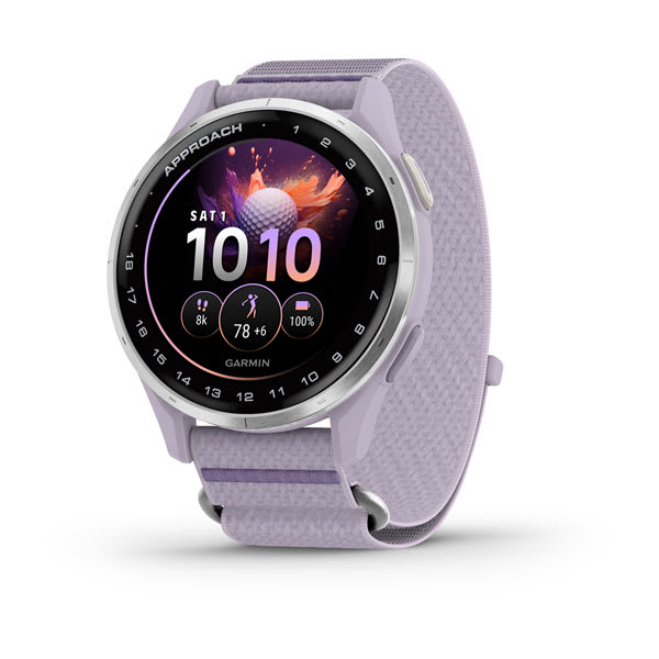 Garmin Approach® J1 - Silver Aluminum Bezel with Lilac ComfortFit Fabric Band