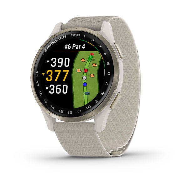Garmin Approach® S50 - Cream Gold Aluminum Bezel with Ivory Nylon Band