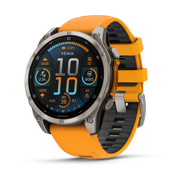 fēnix® 8 – 47 mm, AMOLED, Sapphire, Titanium with Spark Orange/Graphite Silicone Band