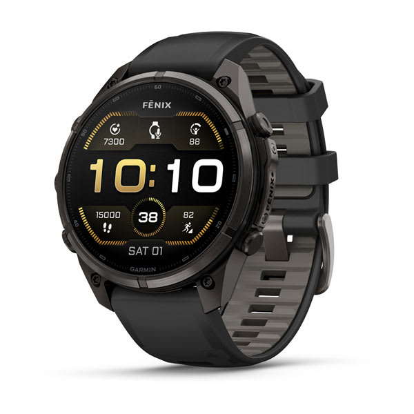 fēnix® 9 Pro – 47 mm Carbon Gray DLC Titanium with Black/Pebble Gray Silicone Band