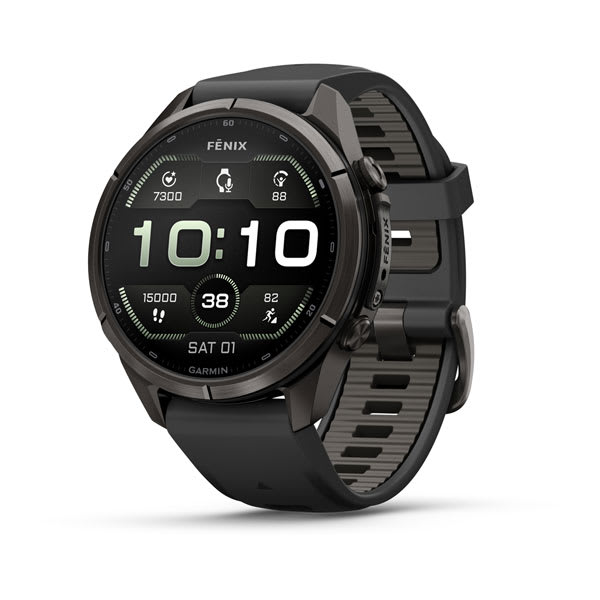 fēnix® 9 Pro – 43 mm, Carbon Gray DLC Titanium with Black/Pebble Gray Silicone Band