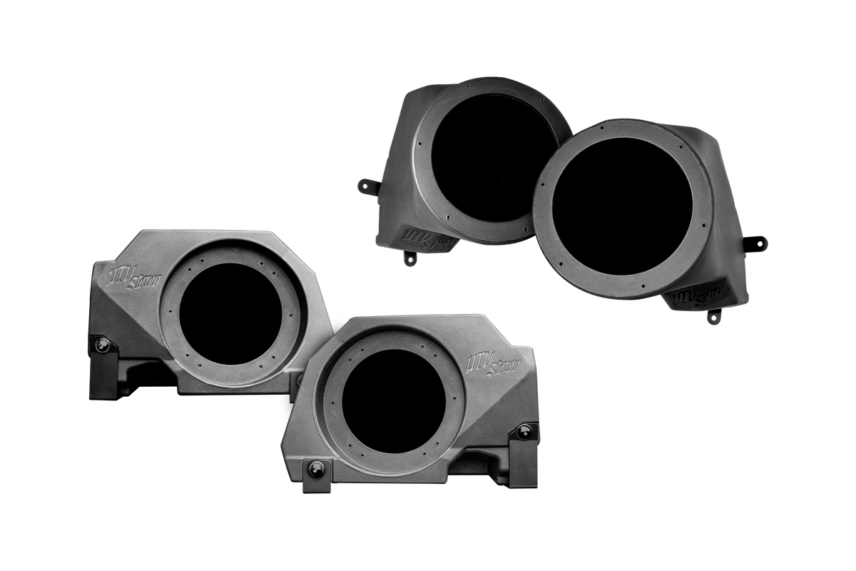 Four UTV Stereo speaker pods with mounting brackets