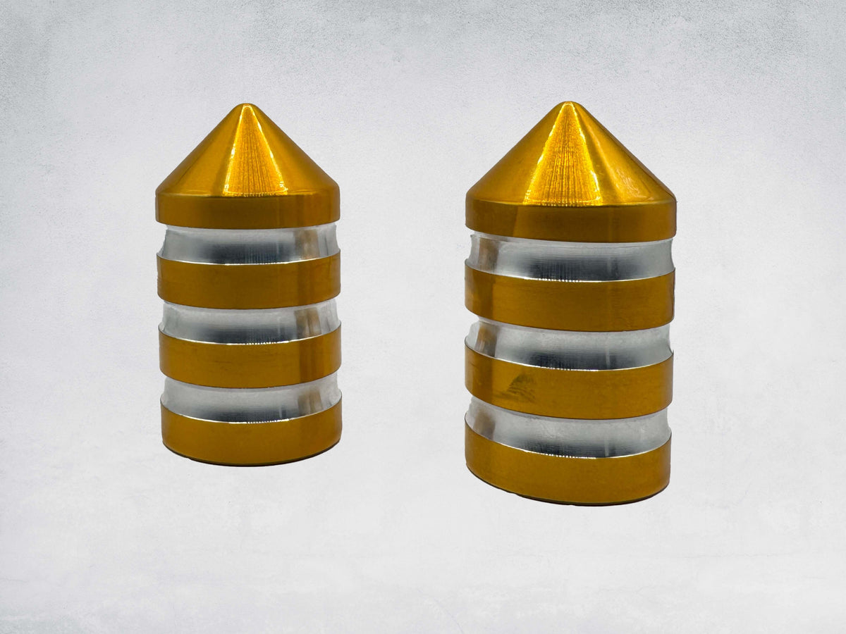 Marshin Whips Gold Billet Magnetic Base Caps | Protective Dust Covers (Pair)