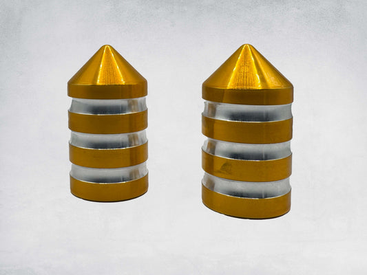 Marshin Whips Gold Billet Magnetic Base Caps | Protective Dust Covers (Pair)