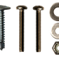 Two self-drilling screws, two machine screws, four flat washers, and two nylon insert lock nuts