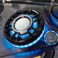 UTV Stereo speaker system with blue LED ring lighting installed in a vehicle dashboard