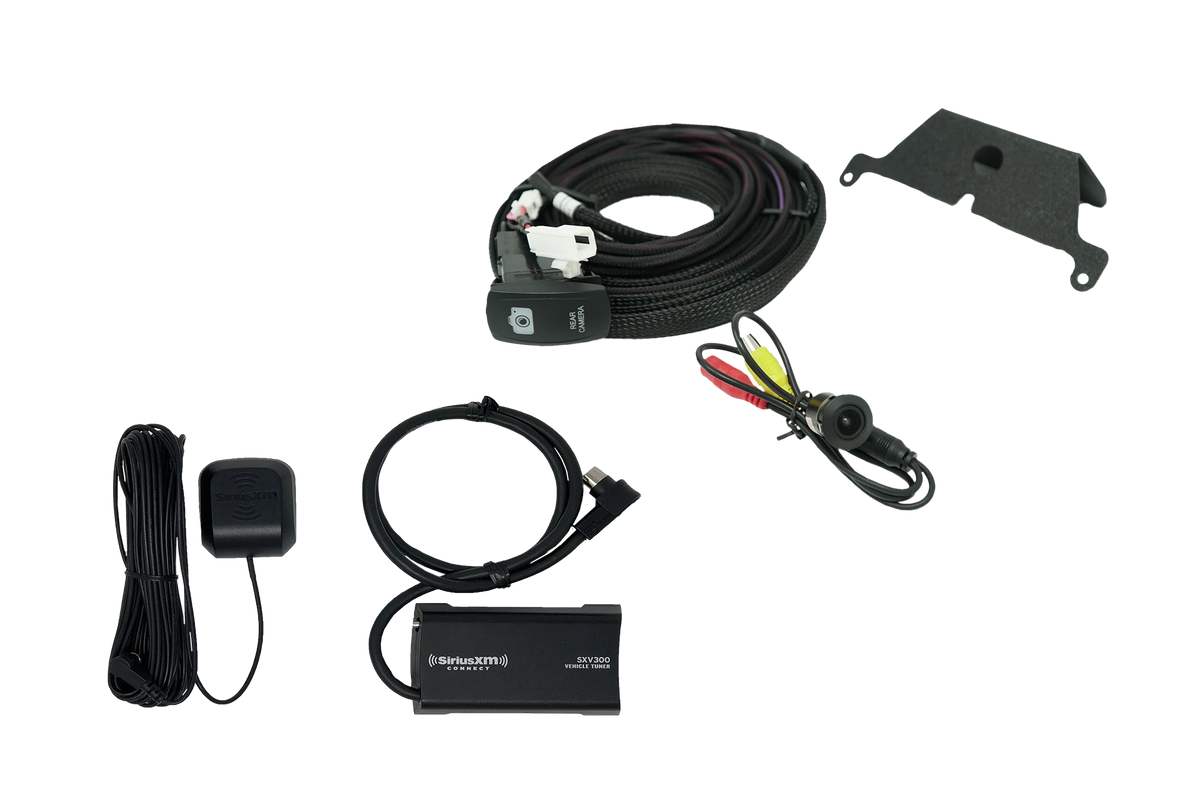 UTV Stereo rear camera and SiriusXM tuner kit with wiring harness and mounting bracket
