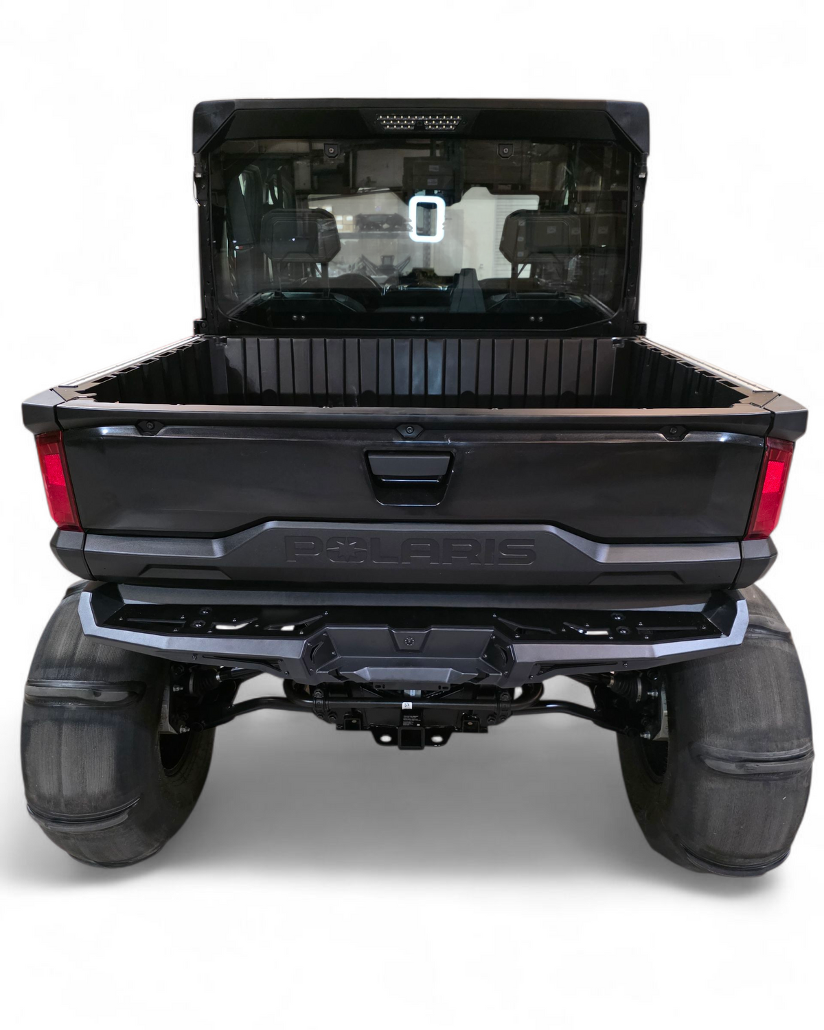 License plate mount detail on Polaris Ranger XD 1500 rear bumper