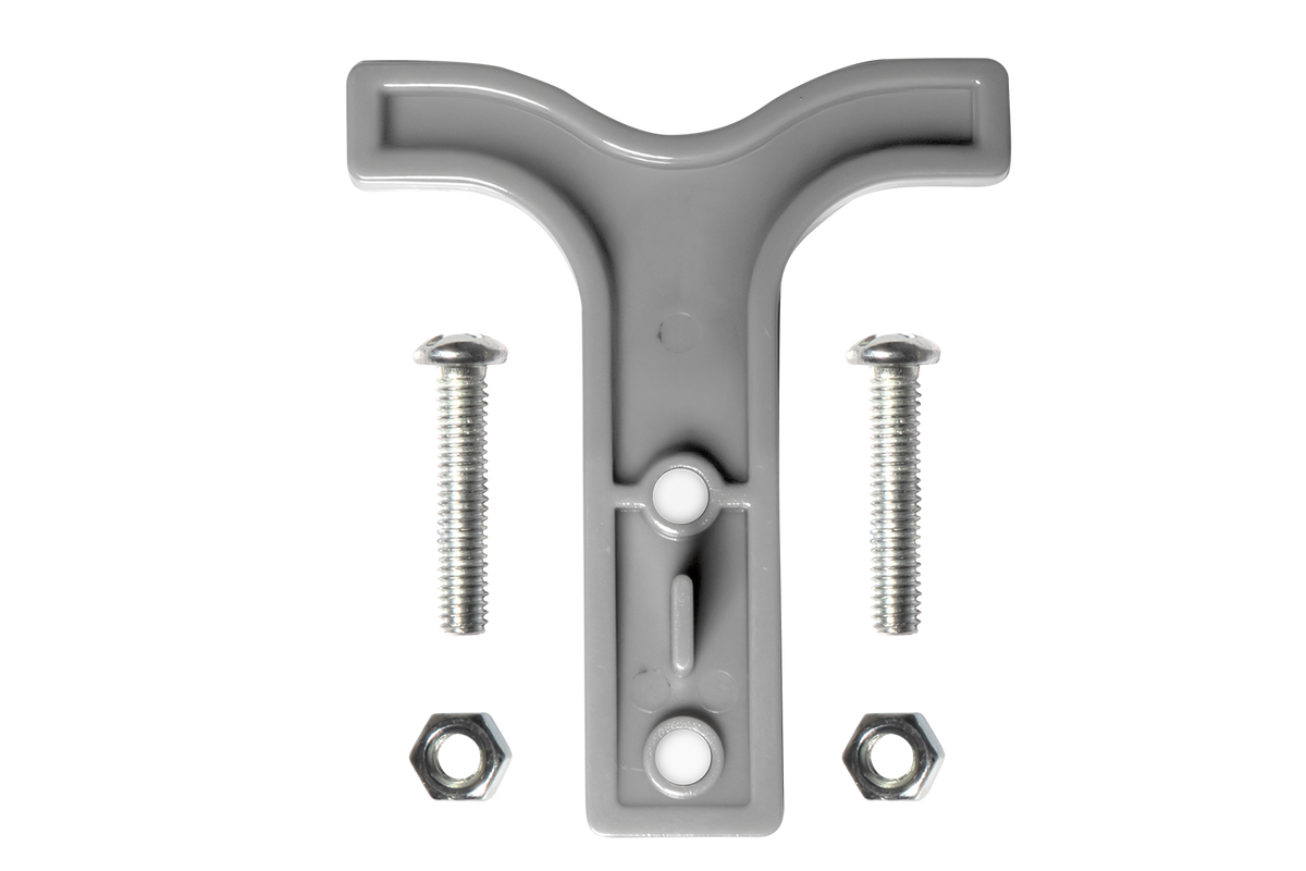 UTV Stereo grey plastic T-shaped bracket with two metal bolts and two nuts