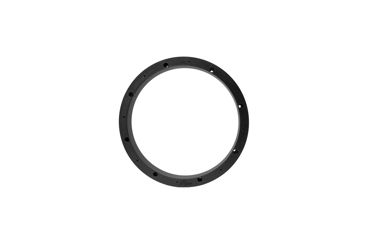Black circular UTV Stereo speaker mounting ring with pre-drilled screw holes