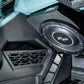 UTV Stereo subwoofer installed in a vehicle dashboard