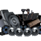 UTV Stereo audio system kit including subwoofer enclosure, amplifier, speakers, and wiring harness