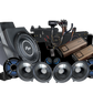 UTV Stereo audio system kit including subwoofer enclosure, amplifiers, speakers, and wiring harness