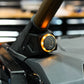 UTV Stereo speaker pod with amber LED ring light mounted on roll cage