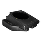 Black molded plastic speaker enclosure with mounting holes