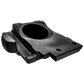 Black molded plastic vehicle subwoofer enclosure