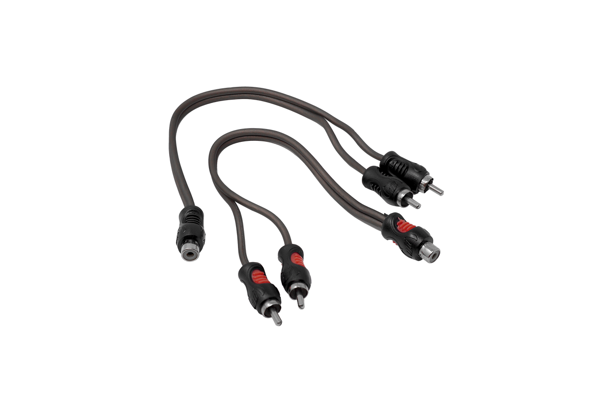 RCA Y adapter cable with one female jack and two male plugs