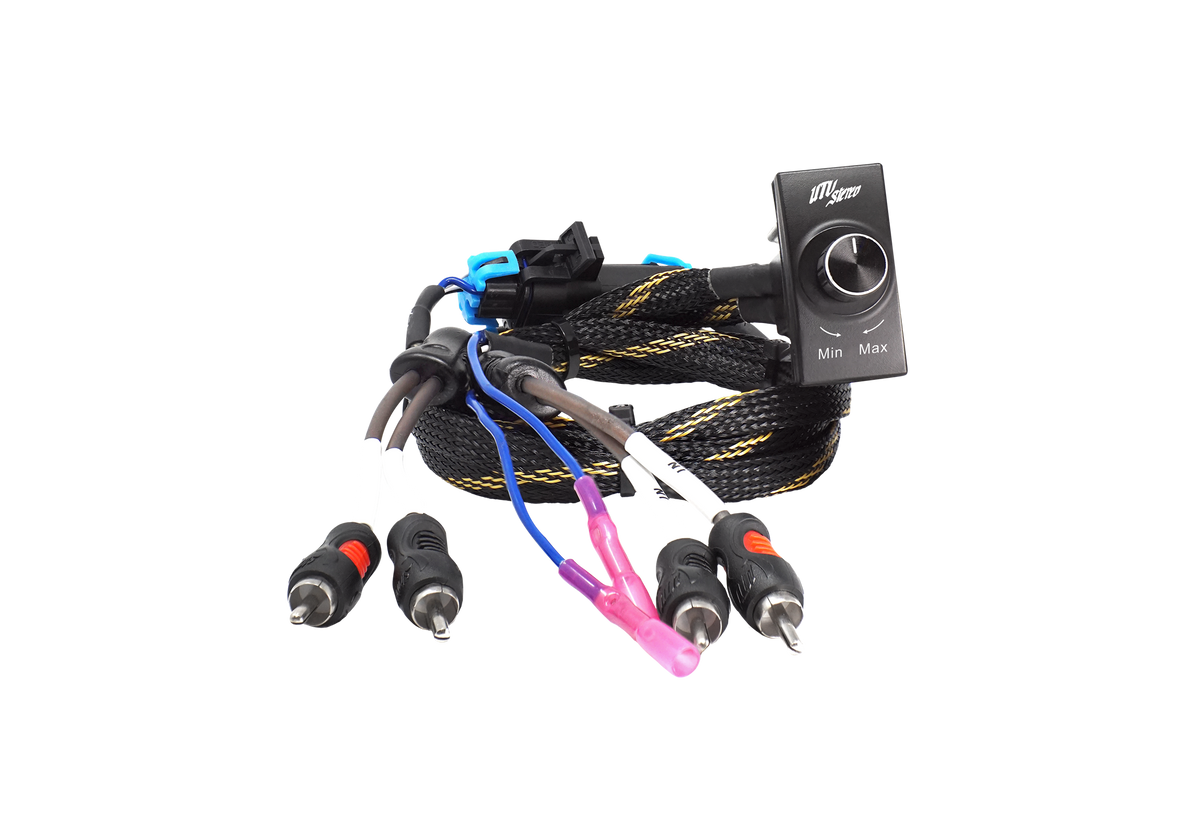 UTV Stereo bass level controller with wiring harness and RCA connectors
