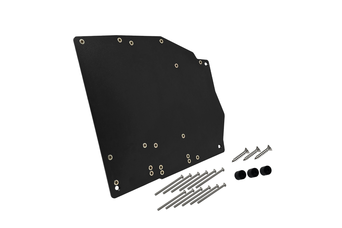 UTV Stereo black mounting plate with included screws and spacers