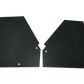 Two black textured plastic automotive interior trim panels with predrilled mounting holes