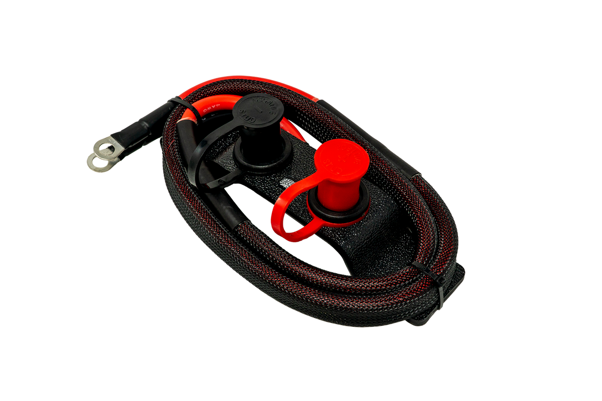 Remote battery charging terminal kit with red and black cables
