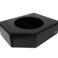 Black angled subwoofer enclosure box with a circular speaker cutout