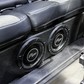UTV Stereo dual subwoofer enclosure mounted under vehicle bench seat