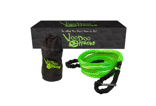 VooDoo Offroad 2.0 Santeria Series 3/4" x 20 ft Kinetic Recovery Rope with Rope Bag for Truck and Jeep - Green