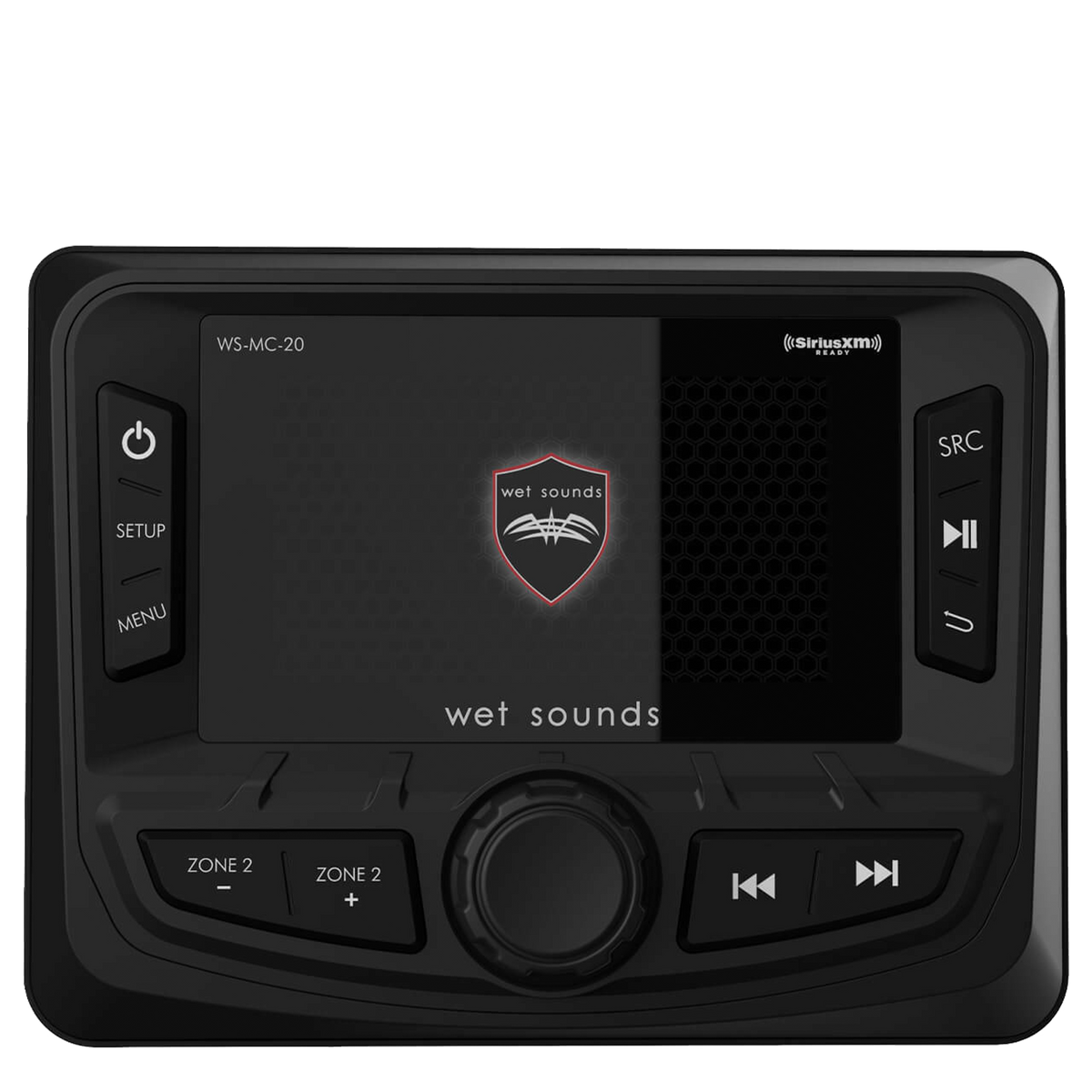 Wet Sounds WS-MC-20 marine digital media receiver with display screen and control buttons