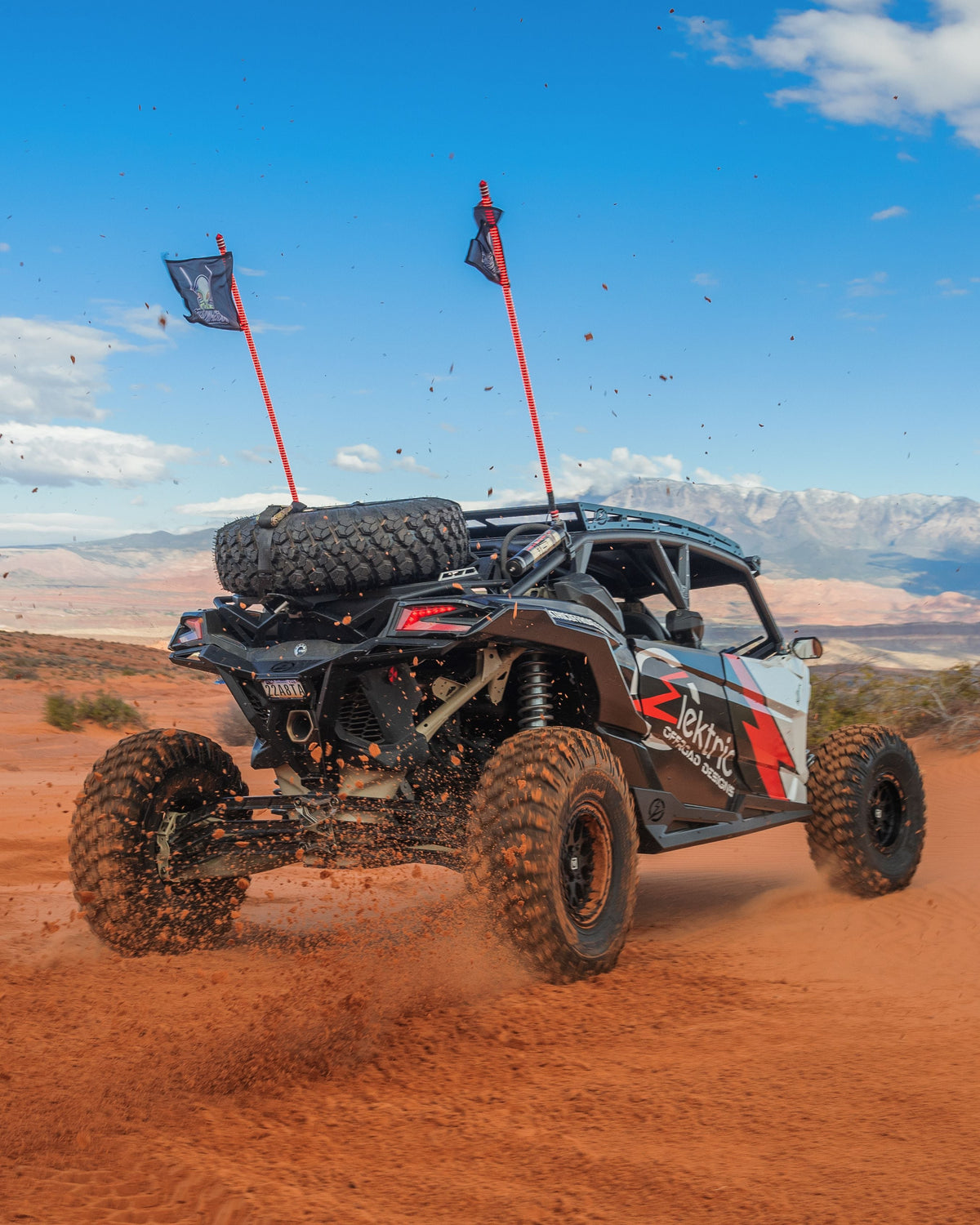 Can-Am Maverick X3 anodized black billet radius rods shown solo displaying machined construction